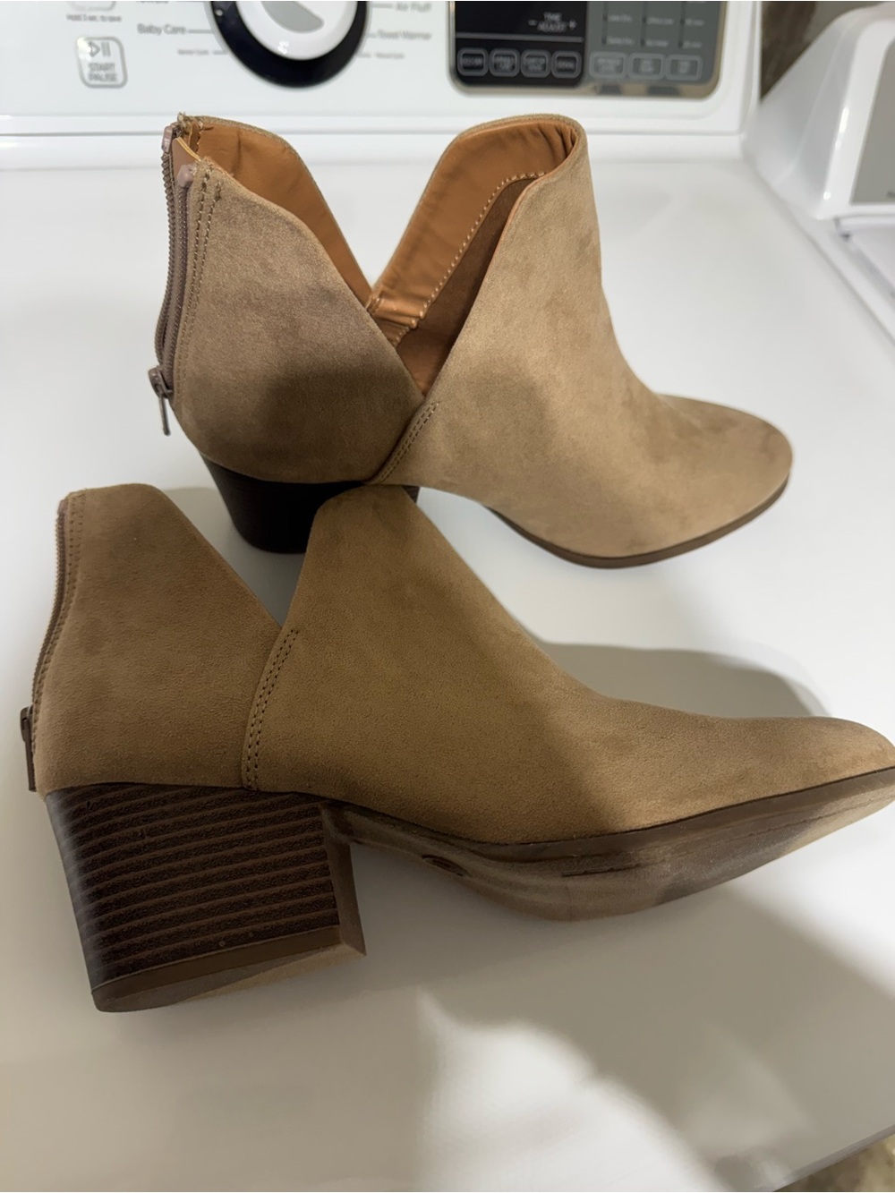 Women’s Suede Ankle Bootie in Tan